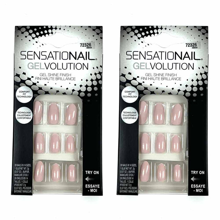 2 Pack Sensational Gelvolution Nail Set Artificial Nails Glue Buffer Stick Gel