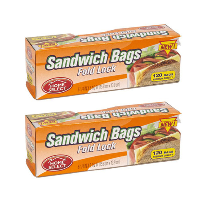 240 Ct Fold Top Sandwich Bags Poly Baggies Lunch Snacks School Food Storage Pack