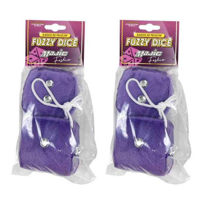 2 Pairs Hanging Fuzzy Plush Dice Retro Square Mirror With Dots Car Decoration