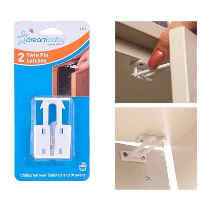 2 Pc Dreambaby Cabinet Lock Drawer Door Twin Pin Latch Child Proof Baby Safety
