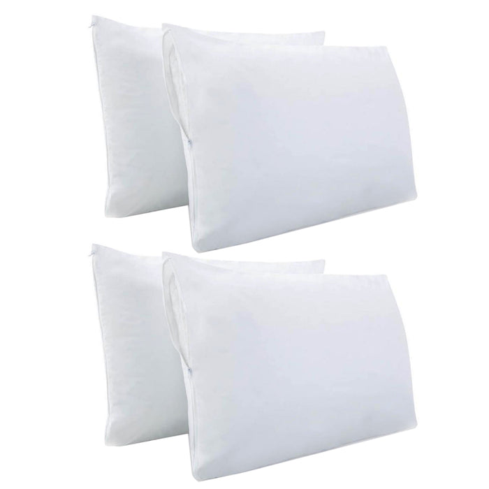 4PC Deluxe Zippered Vinyl Pillow Covers Hypoallergenic Protects Against Bed Bugs