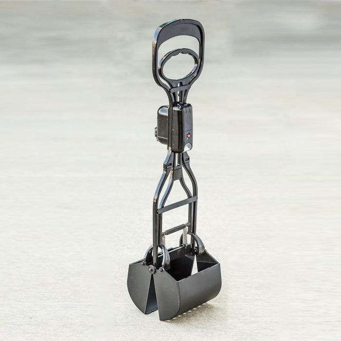 25" Dog Pooper Scooper Rake Pet Poop Waste Bags Refill Set Roll Holder LED Light