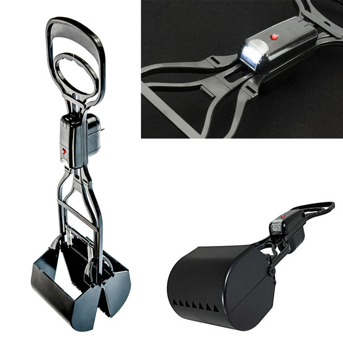 25" Dog Pooper Scooper Rake Pet Poop Waste Bags Refill Set Roll Holder LED Light