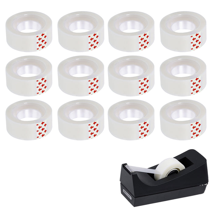 12 Pack Clear Invisible Tape 1" Core 3/4" x 1000" Transparent Refill Office Home
