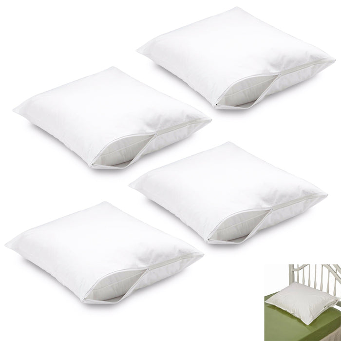 4 PC Premium Deluxe Luxurious Fabric Zippered Pillow Cover Bed Bug Protector New