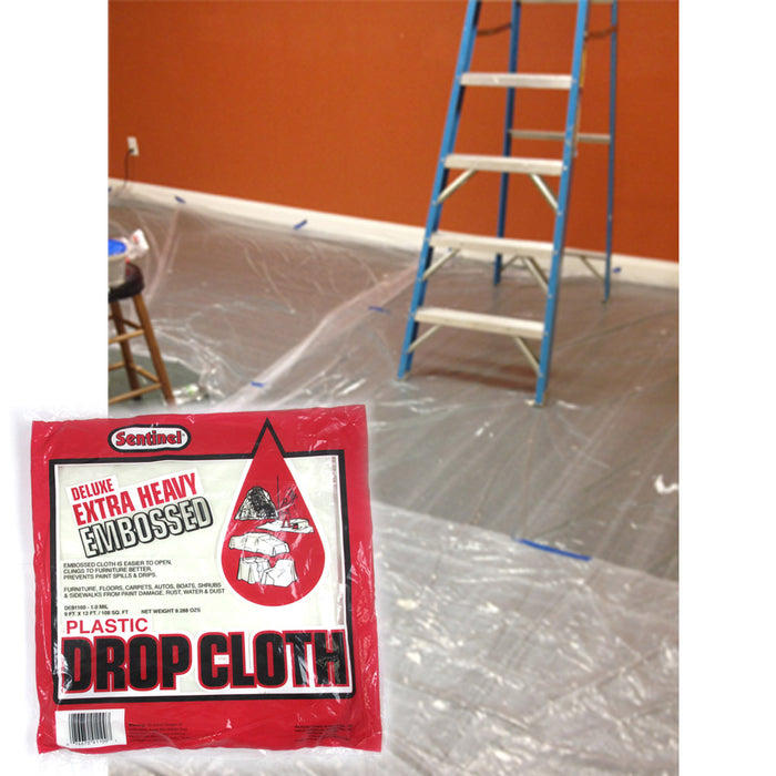 1 Heavy Plastic Drop Cloth Furniture Paint Floors Protector 9' x 12' Ft 1.0 Mil