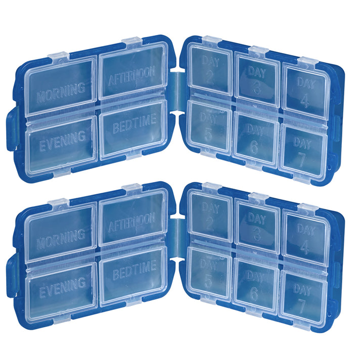 2Pk Medicine Storage 7 Day Pill Box Vitamin Organizer Travel Containers BPA Free