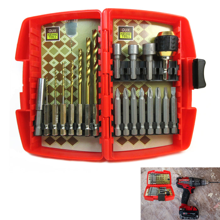 20 Pc Quick Change Drill Driver Bit Set Quickchange Professional Bits Hex Tool !