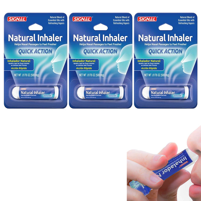 3PK Aromatherapy Inhaler Nasal Congestion Relief Natural Oils Remedy Travel Size
