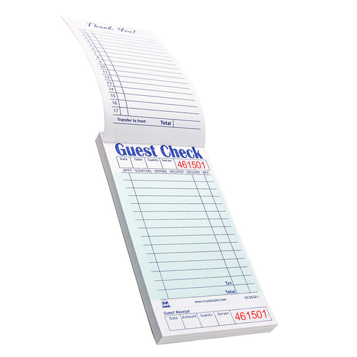 10 Pk Guest Check Receipt Book Pads 1 Part Bond 50 Checks Per Pack Invoice Stub