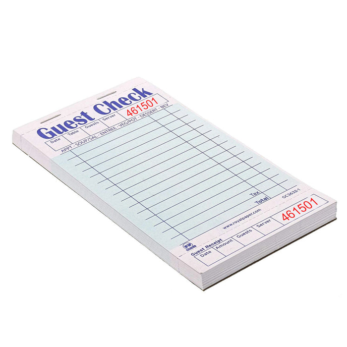 10 Pk Guest Check Receipt Book Pads 1 Part Bond 50 Checks Per Pack Invoice Stub