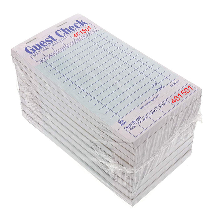 10 Pk Guest Check Receipt Book Pads 1 Part Bond 50 Checks Per Pack Invoice Stub