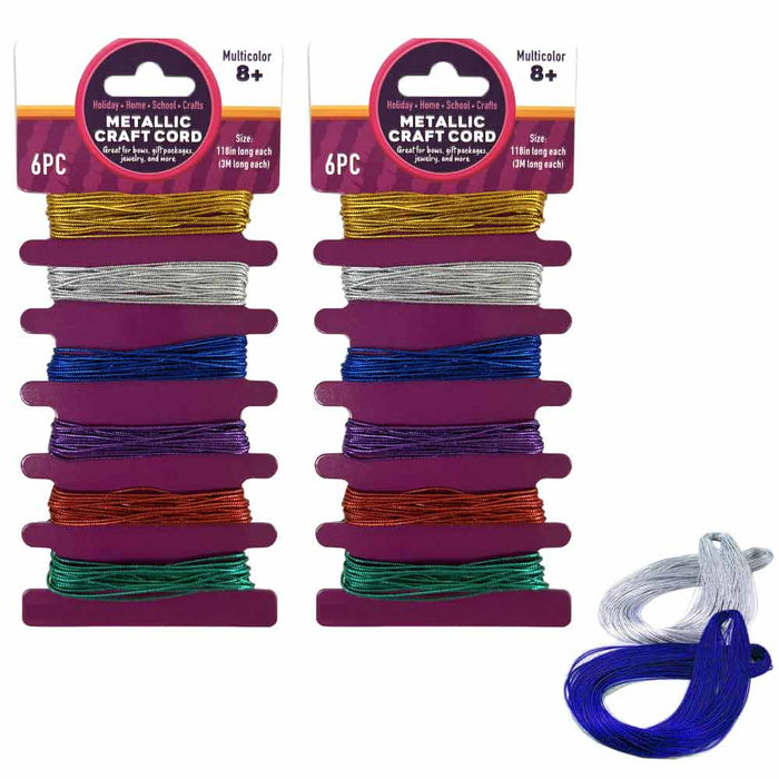 12 PC Metallic Craft Cords Thread Gift Wrapping String Tag Hanging DIY 40 Yards
