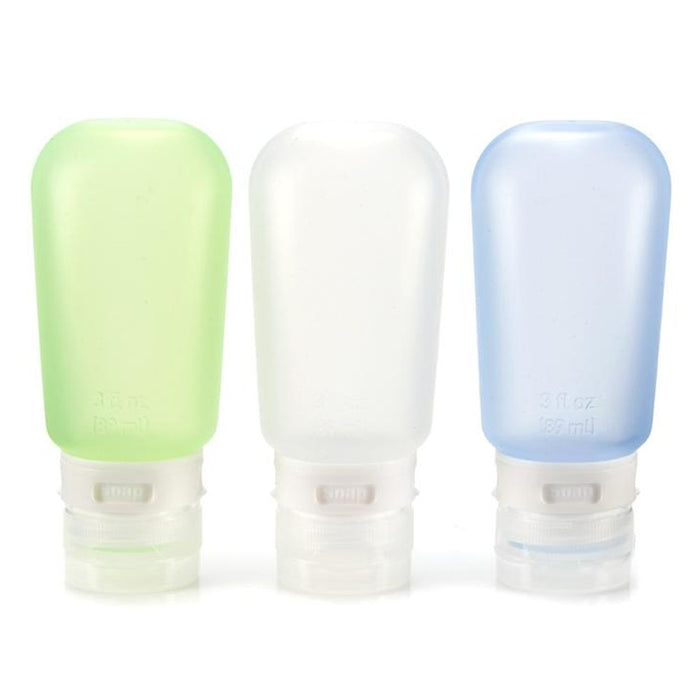 3 Travel Silicone Container 3oz Squeeze Leak Proof Bottle TSA Tubes Cosmetic Kit