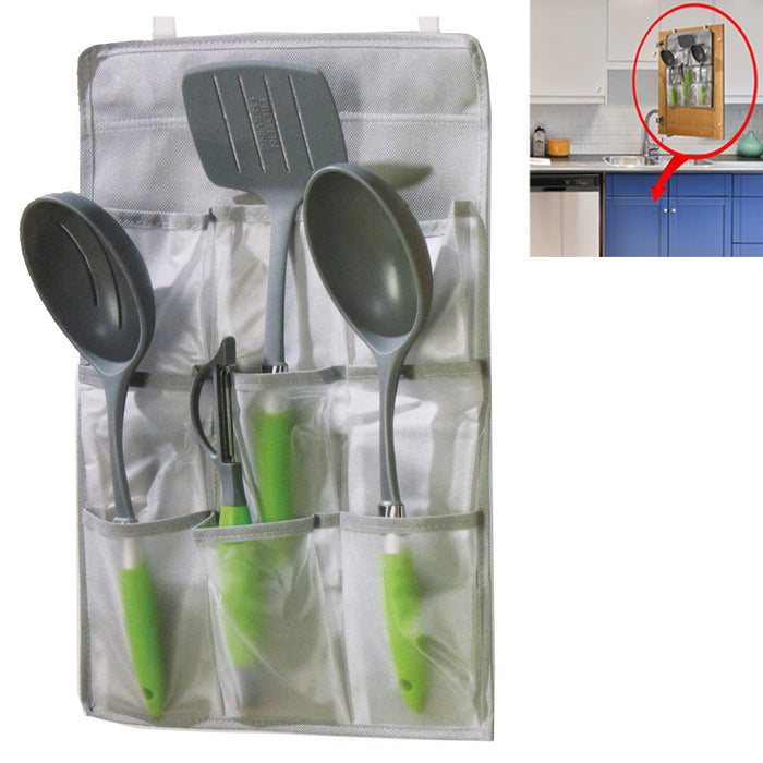 Over The Door Hanging Organizer Clear Vinyl Pockets Pantry Bathroom Save Storage