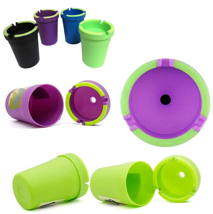 6 Butt Bucket Ashtray Glow In Dark High Heat Resistant Car Cup Holder Portable