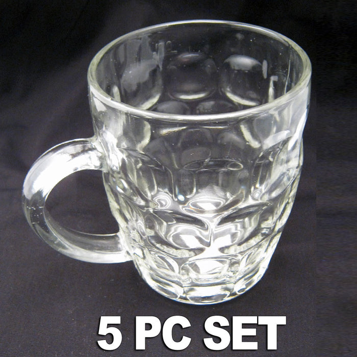 5 Pilsner Glass Cups Clear Coffee Mug Tea Soup Beer Set Hot Cold Beverage 16 Oz