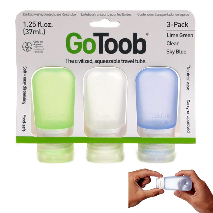 3 Travel Silicone Containers Leak Proof Bottles Squeeze Tube TSA Approved Refill