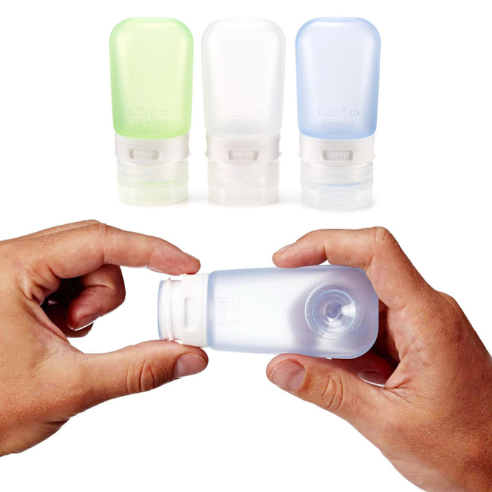 3 Travel Silicone Containers Leak Proof Bottles Squeeze Tube TSA Approved Refill
