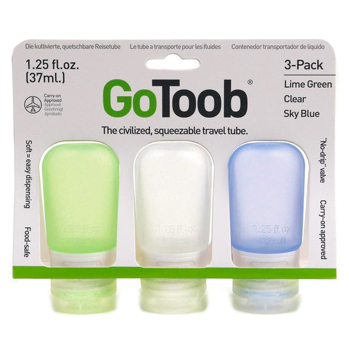 3 Travel Silicone Bottles Squeeze Tube Leak Proof Containers Refill TSA Approved