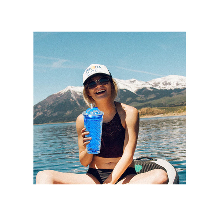 20oz Double Wall Freezer Gel Bottle Tumbler Cup w/ Lid & Foldable Straw BPA Free