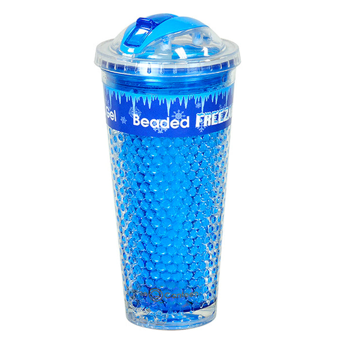 20oz Double Wall Freezer Gel Bottle Tumbler Cup w/ Lid & Foldable Straw BPA Free