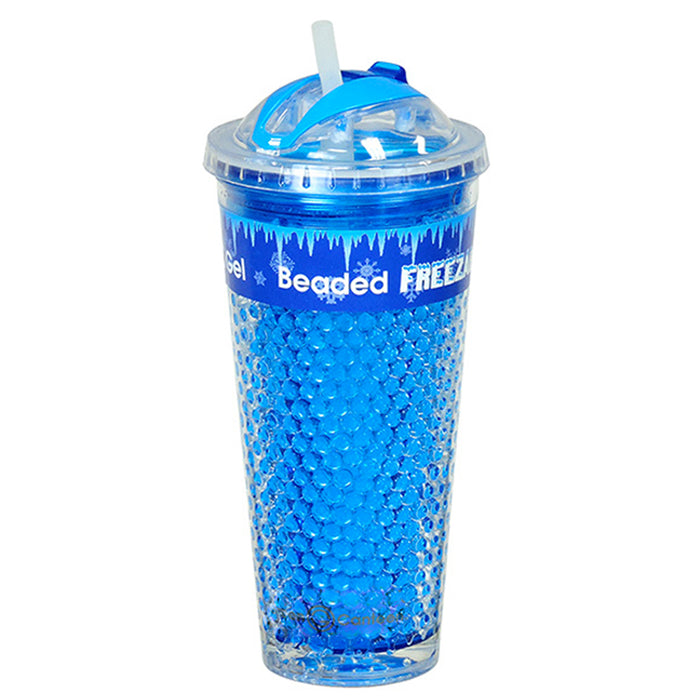 20oz Double Wall Freezer Gel Bottle Tumbler Cup w/ Lid & Foldable Straw BPA Free