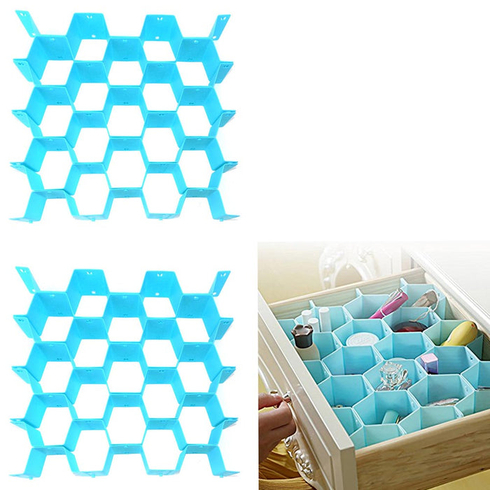 2PC Drawer Organizer Foldable Divider 17 Slots Section Sock Belt Scarf Underwear