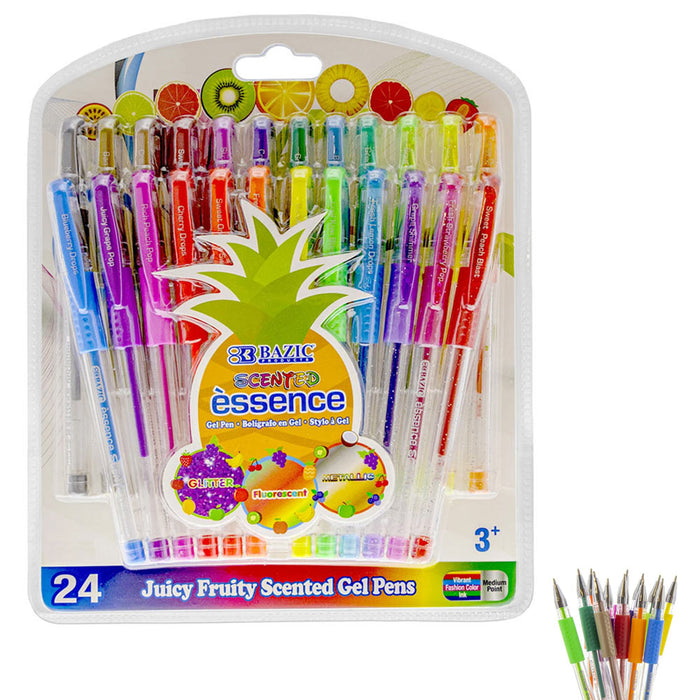 24 Pack Scented Gel Pens Multicolor Arts and Crafts Pen School Supplies All Ages