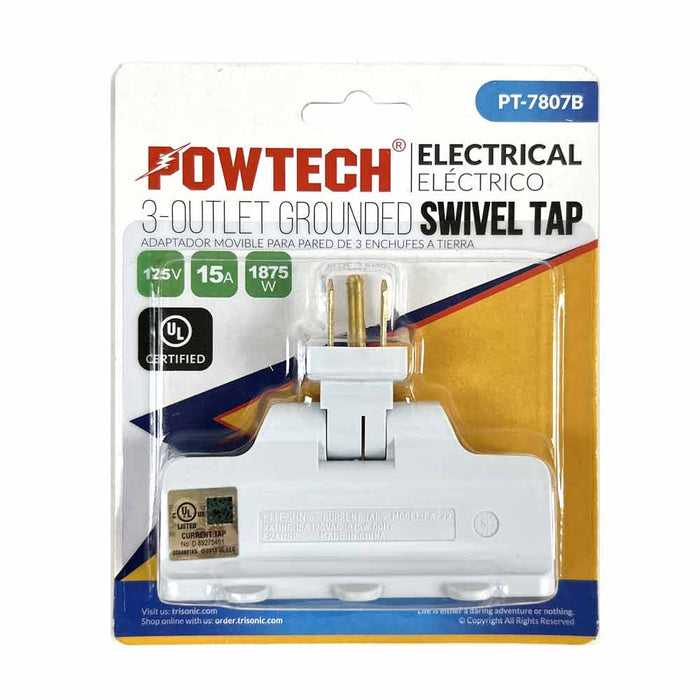 3 Outlet Grounded Swivel Wall Tap 3 Plug Outlet Adapter Multi Plug Extender