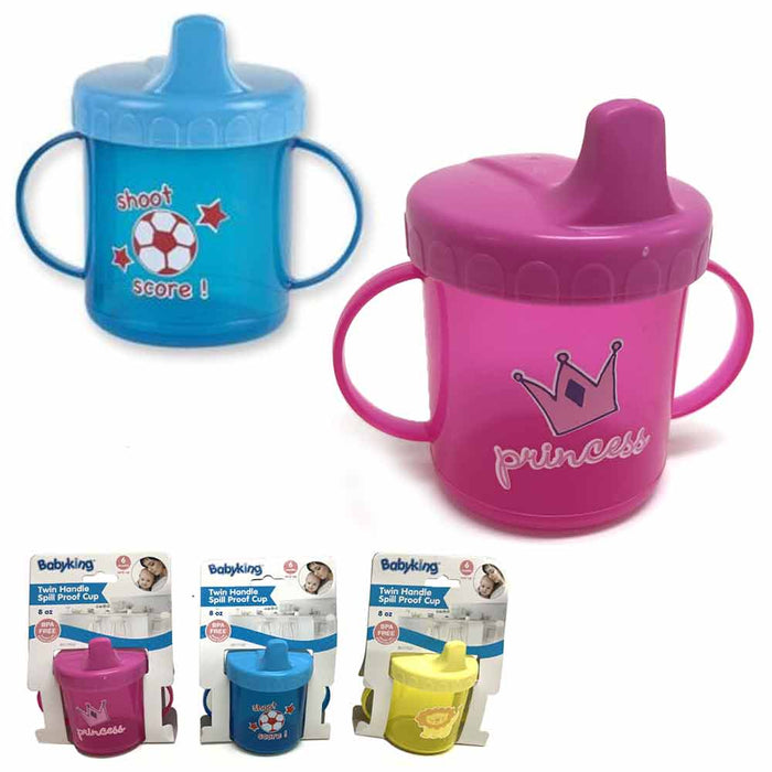 2 Pack Twin Handle Spill Proof Cup Sippy Drinking Cups BPA Free 8oz 6m+ Toddler
