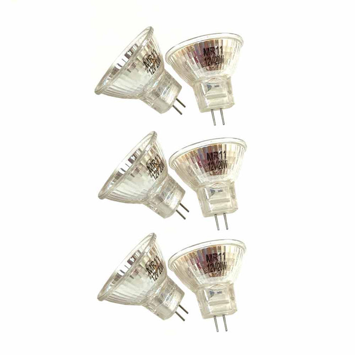 6 Pack Halogen Light Bulbs MR11 12V 20 Watt Bulb Bi-Pin Base Hi Lumens Long Life