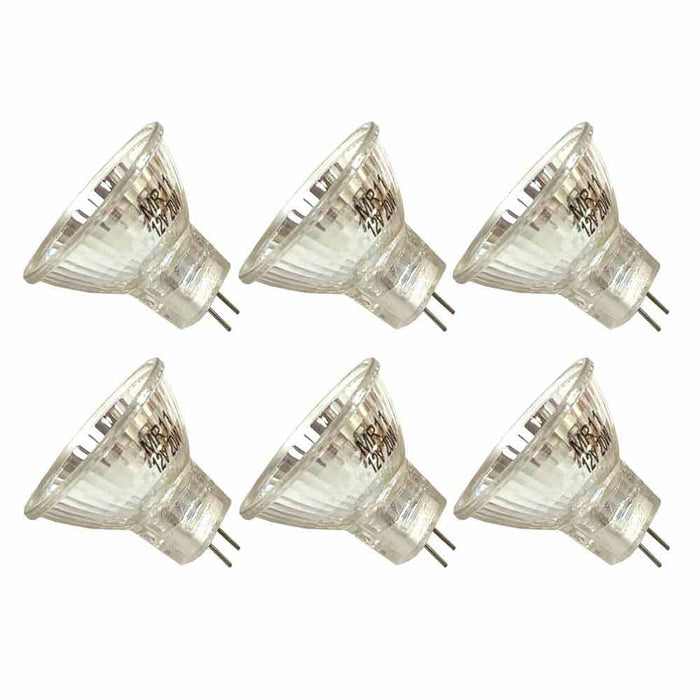 6 Pack Halogen Light Bulbs MR11 12V 20 Watt Bulb Bi-Pin Base Hi Lumens Long Life