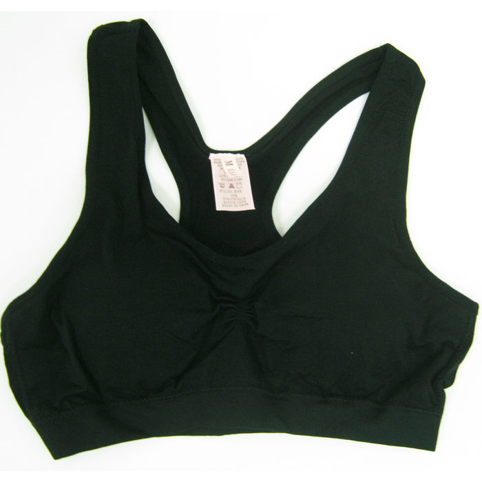 Womens Seamless Sports Bra Padded Yoga Racerback Stretch Soft Top One Size Black