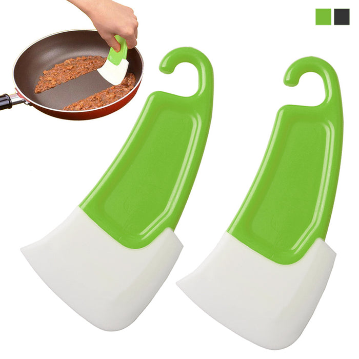 2 Pack Silicone Pan Scraper Kitchen Utensil Cleaning Spatula Cooking Baking Tool