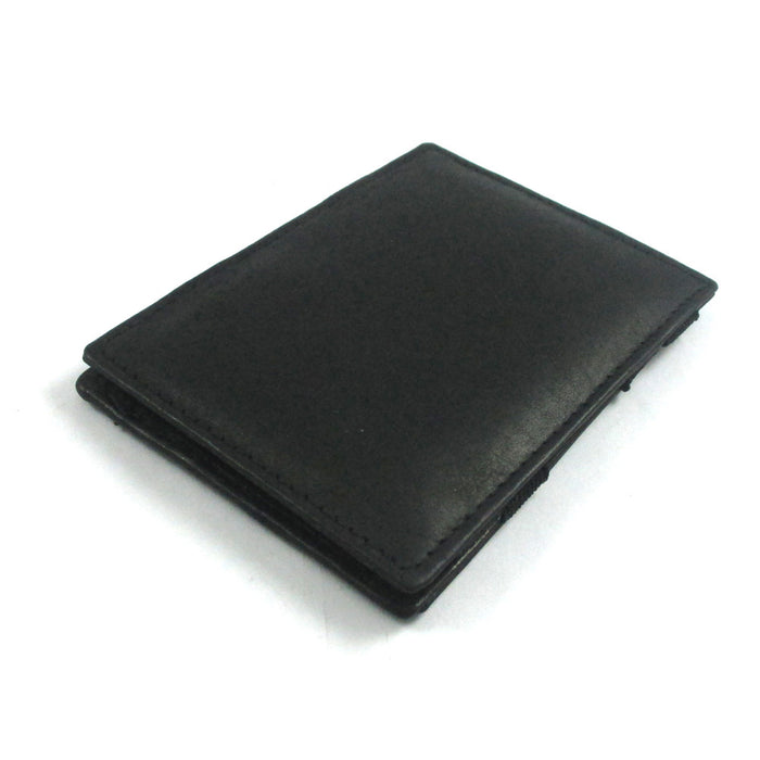 Mens Genuine Leather Magic Flip Wallet Credit Card ID Holder Money Clip Black