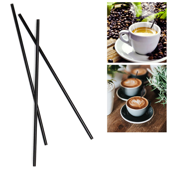 600ct Stirring Straws Sip Coffee Cocktail Mix Black Plastic Stirrer Sticks 5.25"