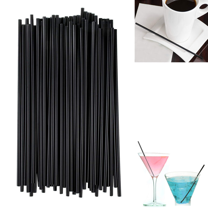 600ct Stirring Straws Sip Coffee Cocktail Mix Black Plastic Stirrer Sticks 5.25"