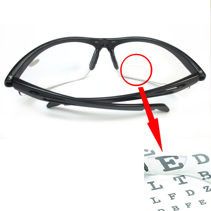 Bifocal Reader Performance Protective Safety Glasses Clear Lens +2.00 Magnifiers