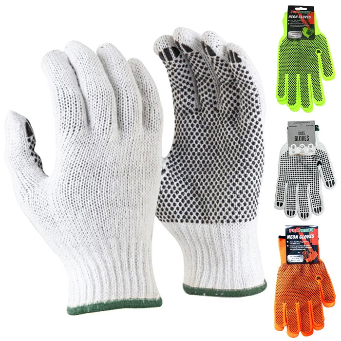 4 Pairs Safety Protection Work Gloves Black Dotted Grip Gardening Construction