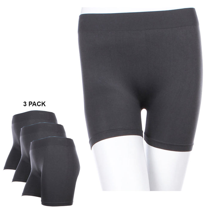 3 Pack Womens Biker Compression Shorts Seamless Yoga Workout Running Exercise