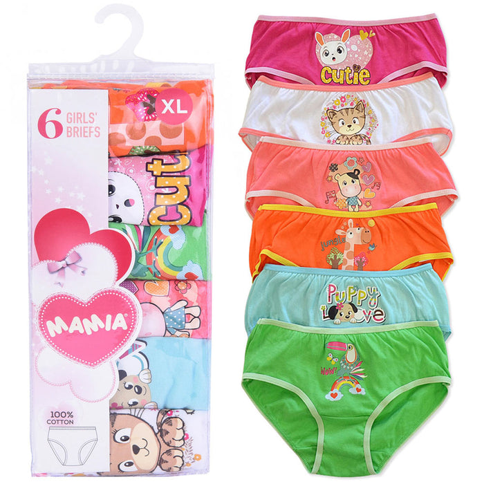 6 Pack Girls Cotton Brief Underwear Multipacks Underwear Cute Panty Kids Size S