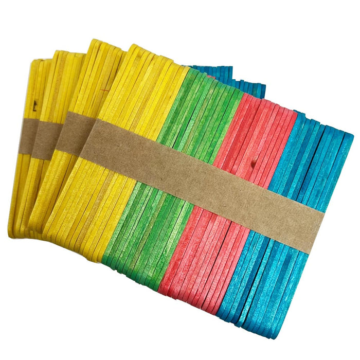 100 pcs New Colored Natural Wood Popsicle Sticks Wooden Craft Sticks 4-1/2  x 3/8 
