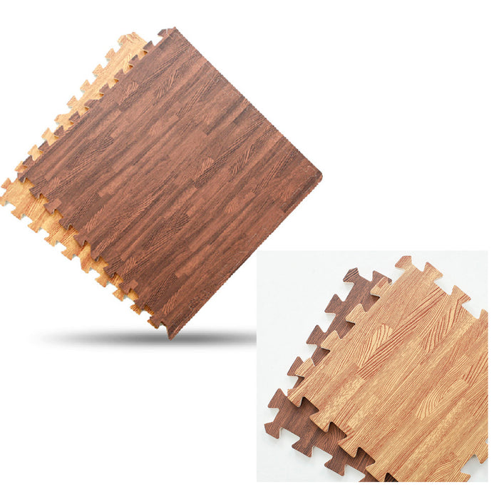 32 Sq Ft Dark Wood Interlocking Floor Mats EVA Foam Premium Gym Puzzle Mat Tile