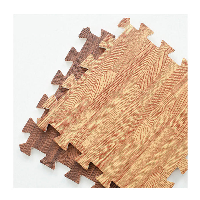 32 Sq Ft Dark Wood Interlocking Floor Mats EVA Foam Premium Gym Puzzle Mat Tile