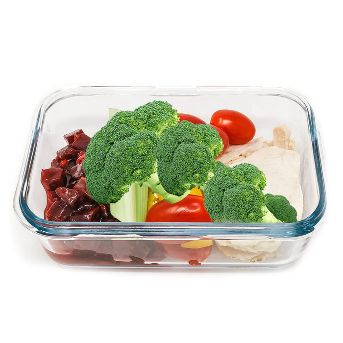 2 Glass Food Storage Containers Baking Meal Prep Snap Locking Lid 33 oz BPA-Free