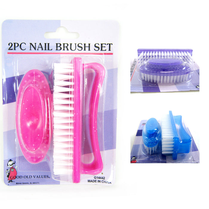 2 Pc Nail Cleaning Brush Set Manicure Pedicure Fingernail Salon Tool Bath Shower