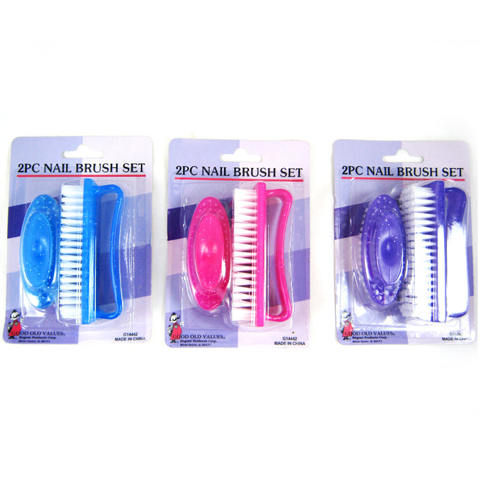 6 PC Nail Cleaning Brush Set Fingernail Handle Grip Brushes Toes Nails Pedicure