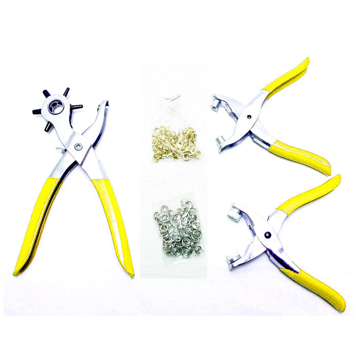 128 pc Set Leather Hole Punch Eyelet Snap Setting Plier Grommet Repairing Tool
