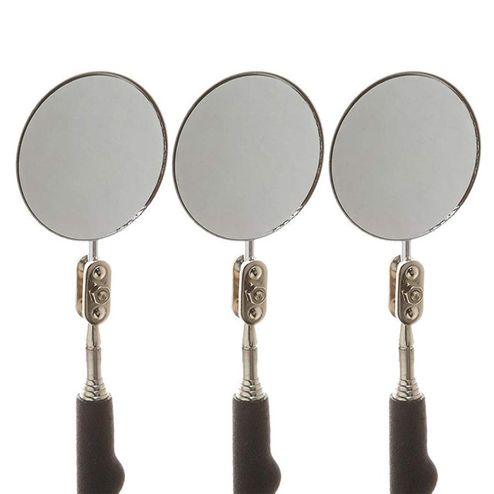 3 Pack Round Telescoping Inspection 2 Mirror Extends 22 Cushion Grip Handle New
